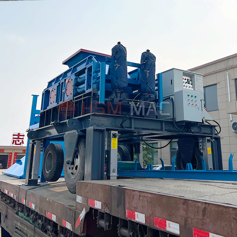 時產(chǎn)100噸瓜米石移動對輥制砂一體機(jī)型號怎么選？